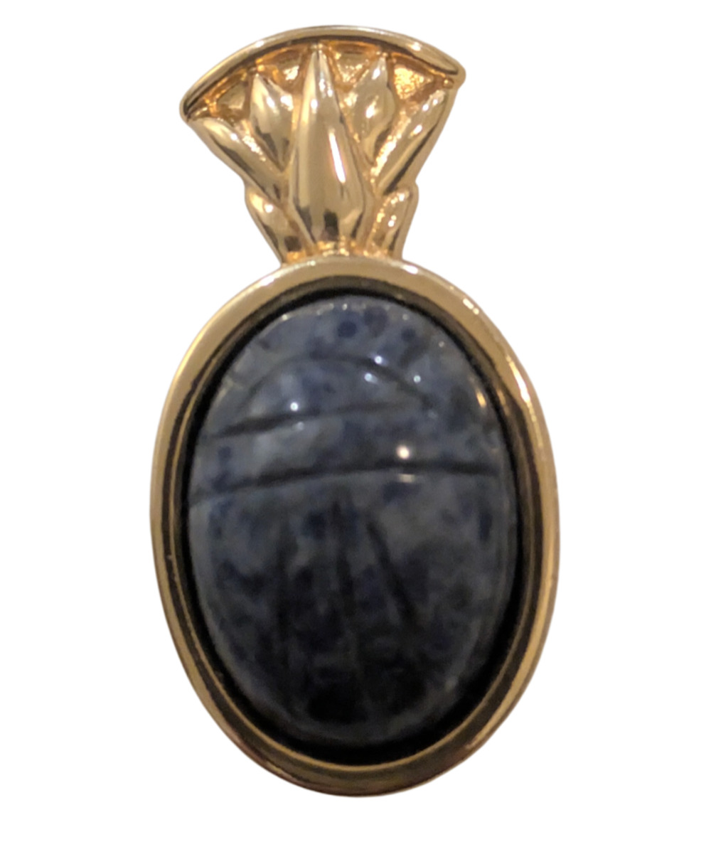 Kenneth Jay Lane Egyptian Sodalite Scarab Gold-Tone Pendant Enhancer